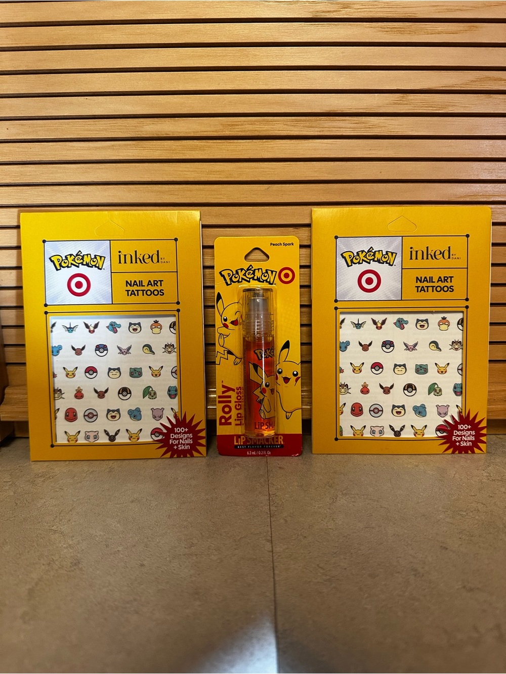 POKEMON x Target Likited Edition 2 packs of Nail art & 1 Rolly lipgloss